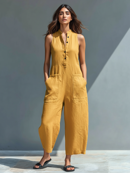 Sleeveless Linen Jumpsuit Marbella
