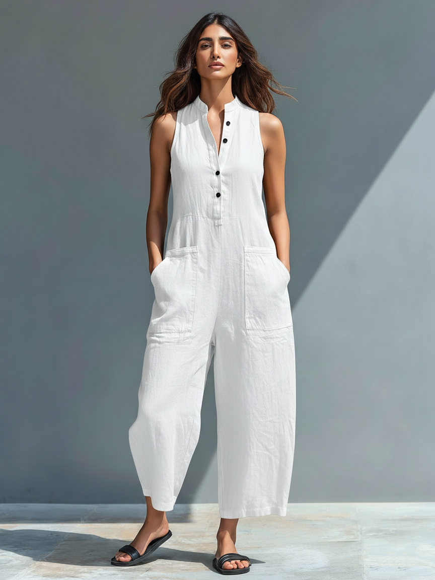 Sleeveless Linen Jumpsuit Marbella
