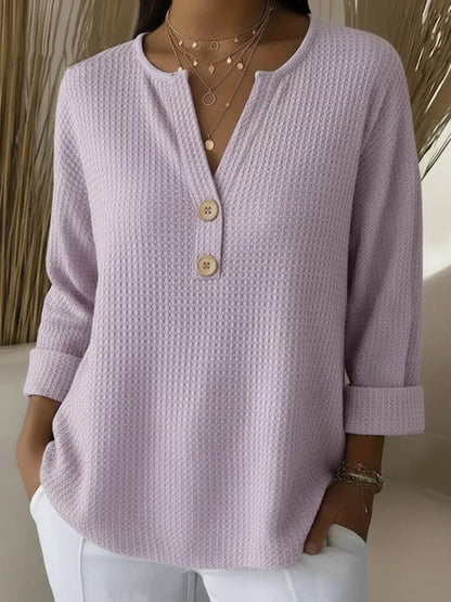 Lucía | Textured Henley Top with Buttons