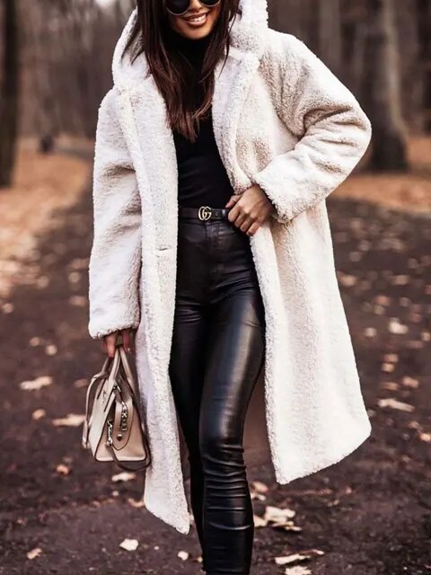 Women's Knee-Length Hooded Coat - image 8