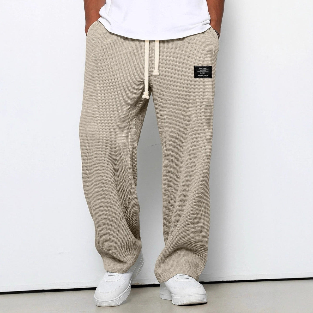 Men's Relaxed Straight Leg Trousers with Adjustable Waistband - image 4