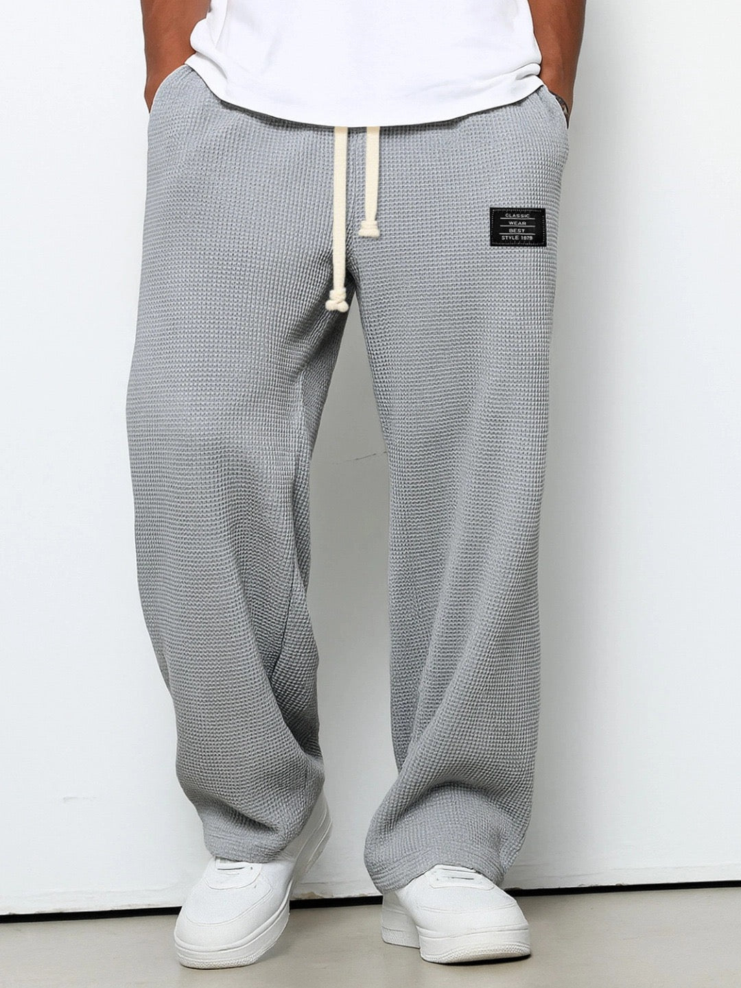 Men's Relaxed Straight Leg Trousers with Adjustable Waistband - image 3