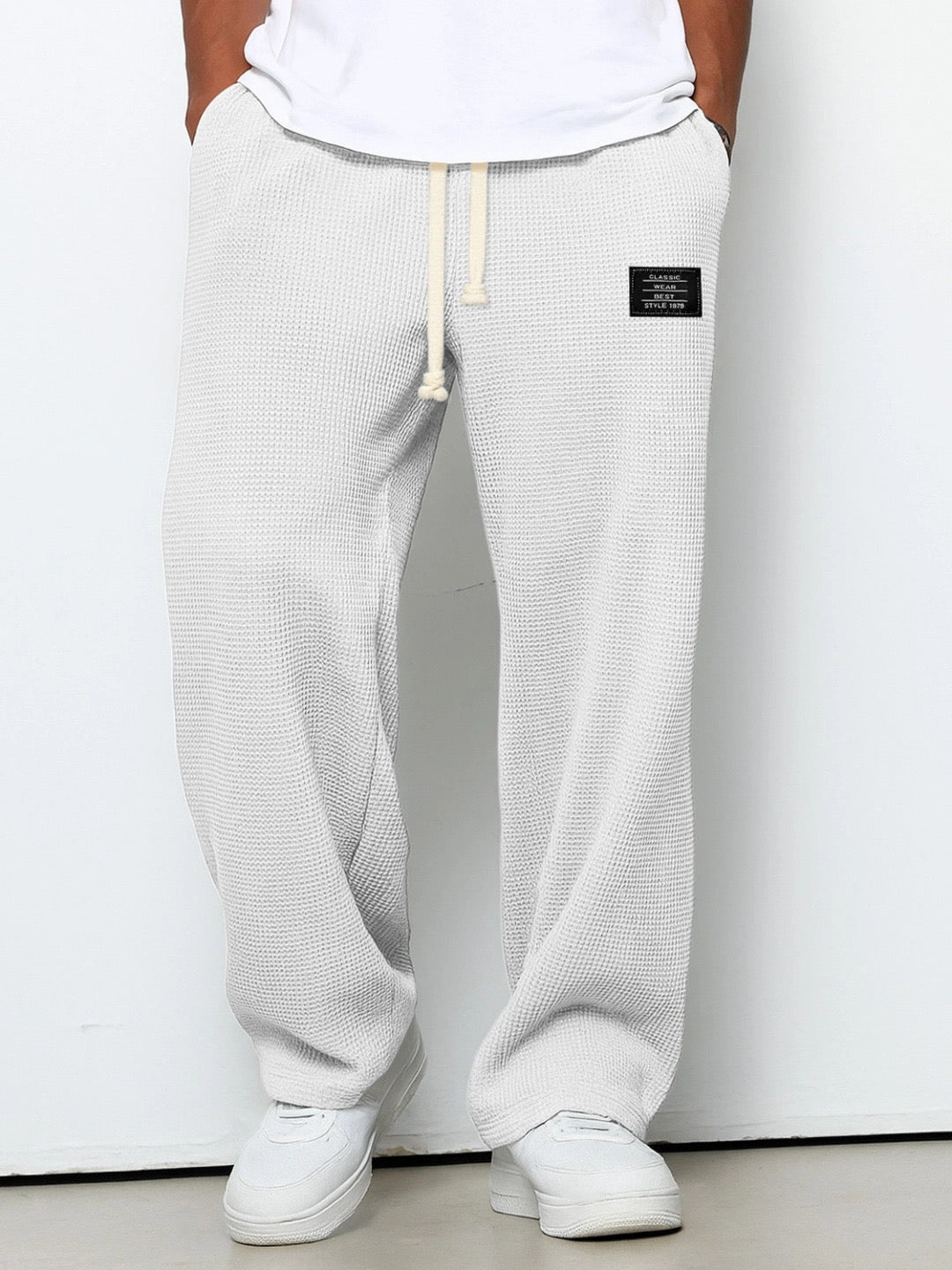 Men's Relaxed Straight Leg Trousers with Adjustable Waistband - image 2