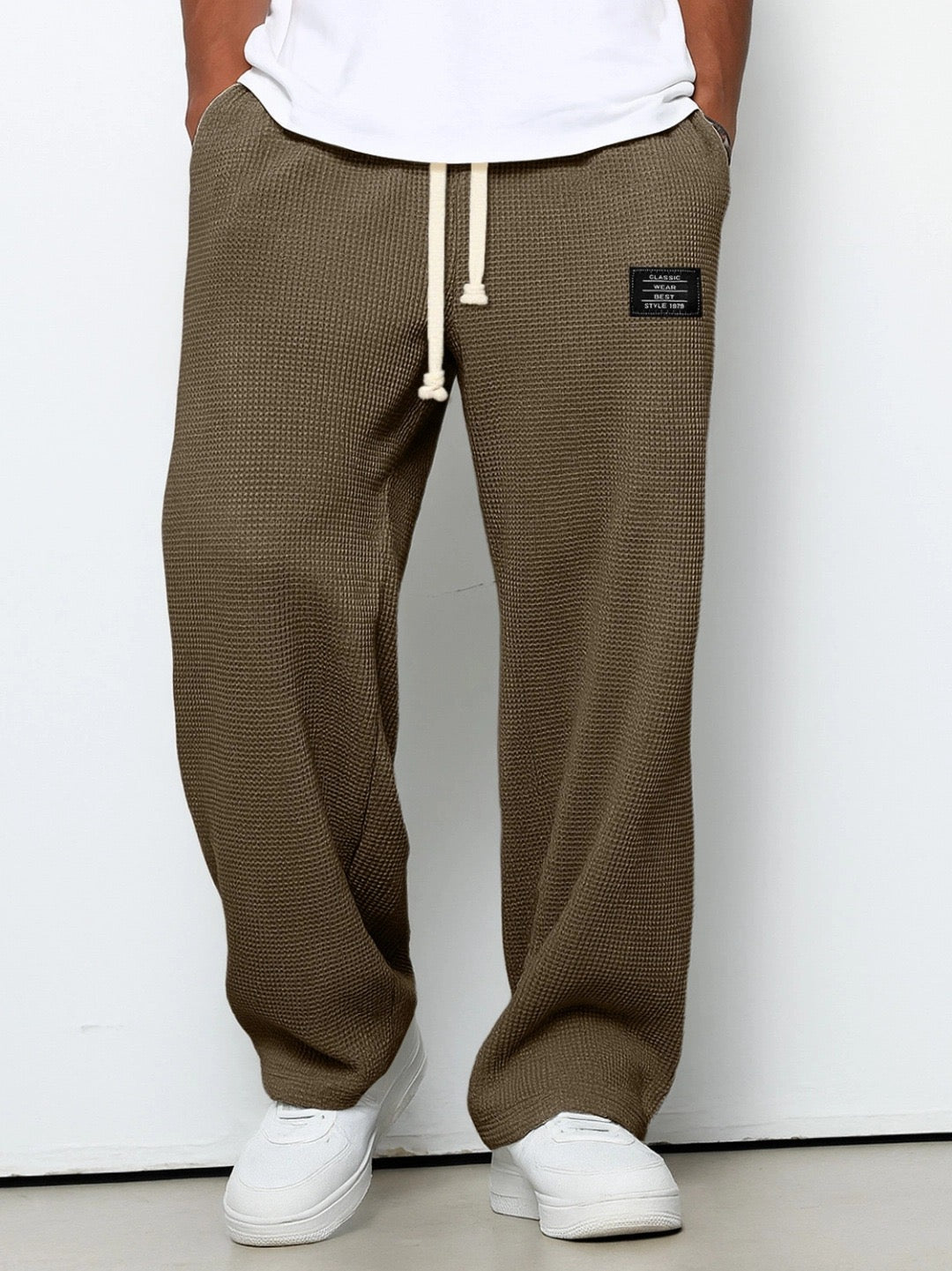 Men's Relaxed Straight Leg Trousers with Adjustable Waistband - image 8