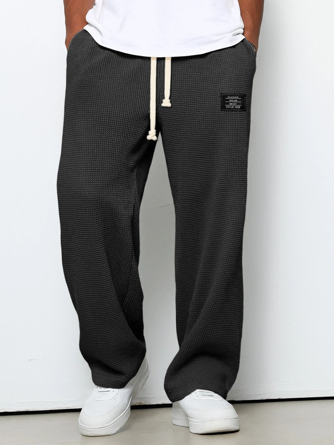 Men's Relaxed Straight Leg Trousers with Adjustable Waistband - image 7