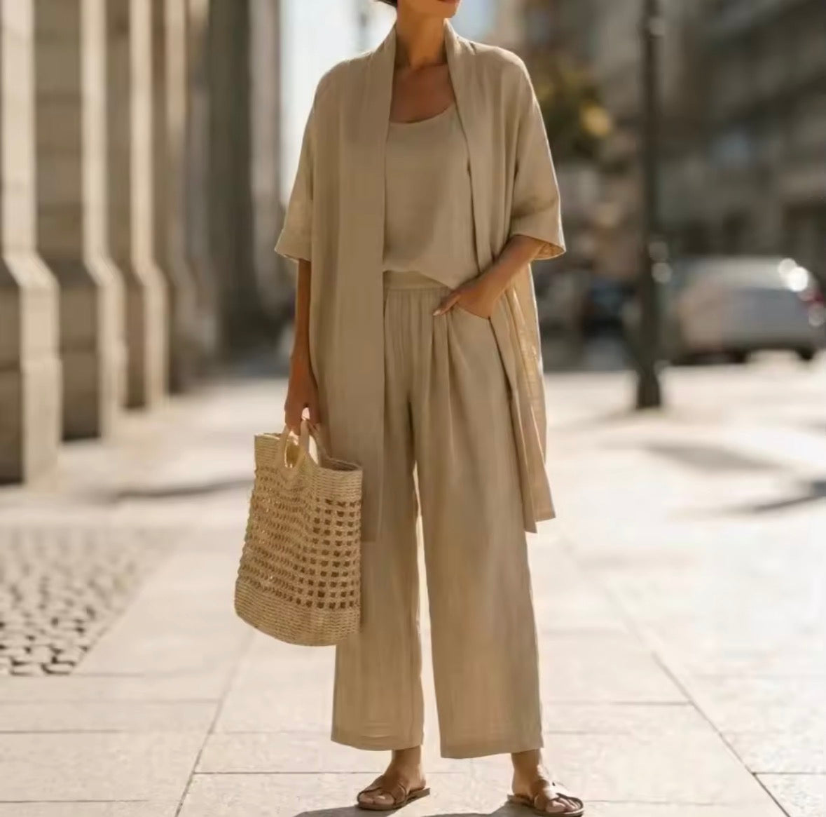 Women's Linen Look Three-Piece Set - image 2