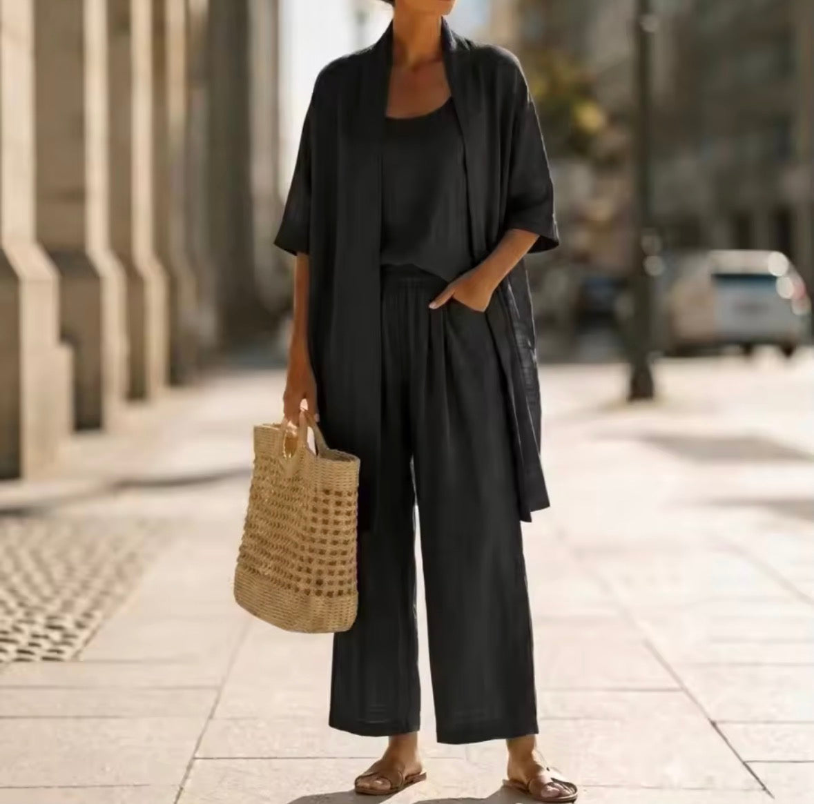 Women's Linen Look Three-Piece Set - image 4