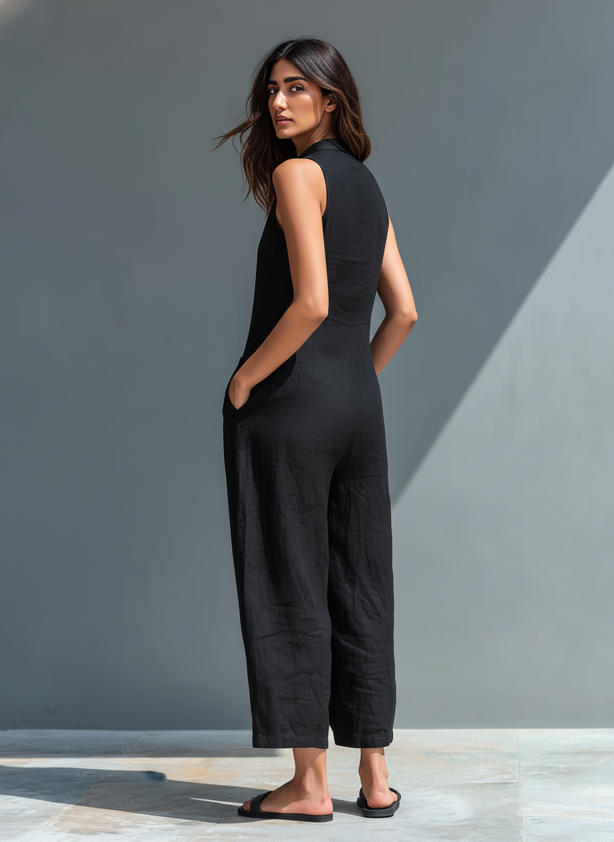Sleeveless Linen Jumpsuit Marbella