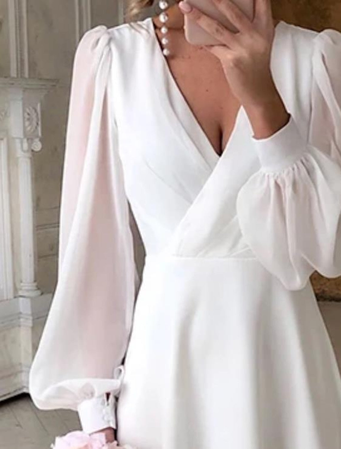 Women's Long Sleeve Flowing Wedding Dress - image 2