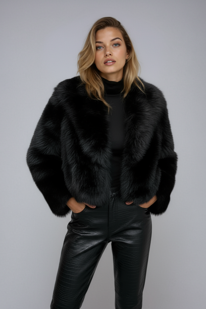 Women's Black Faux Fur Jacket - image 2