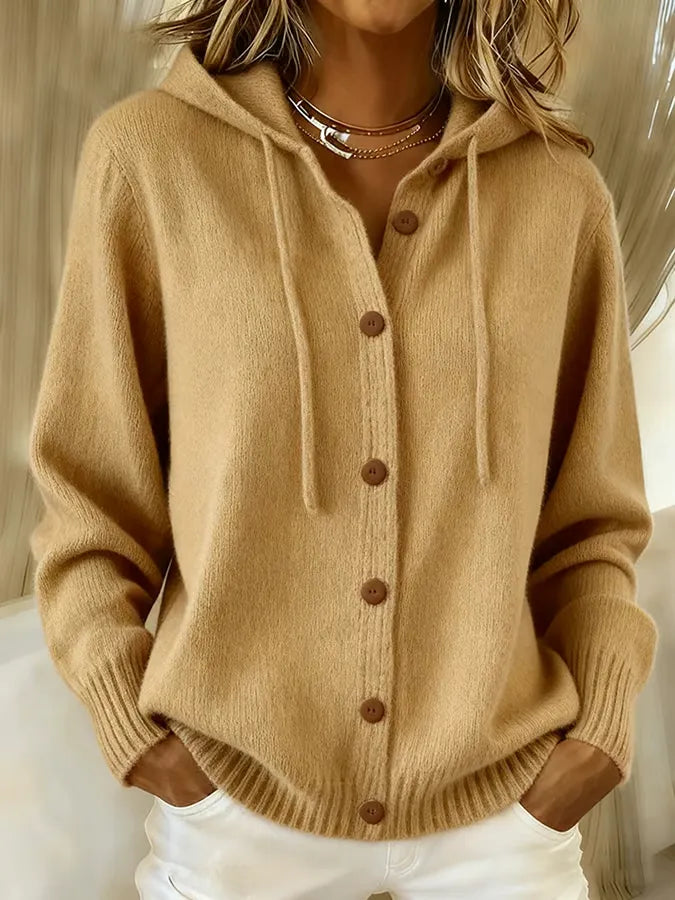 Begoña | Hooded Knit Jacket with Buttons