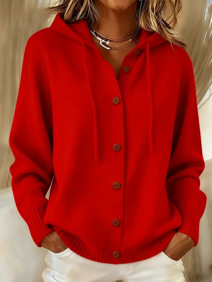 Begoña | Hooded Knit Jacket with Buttons