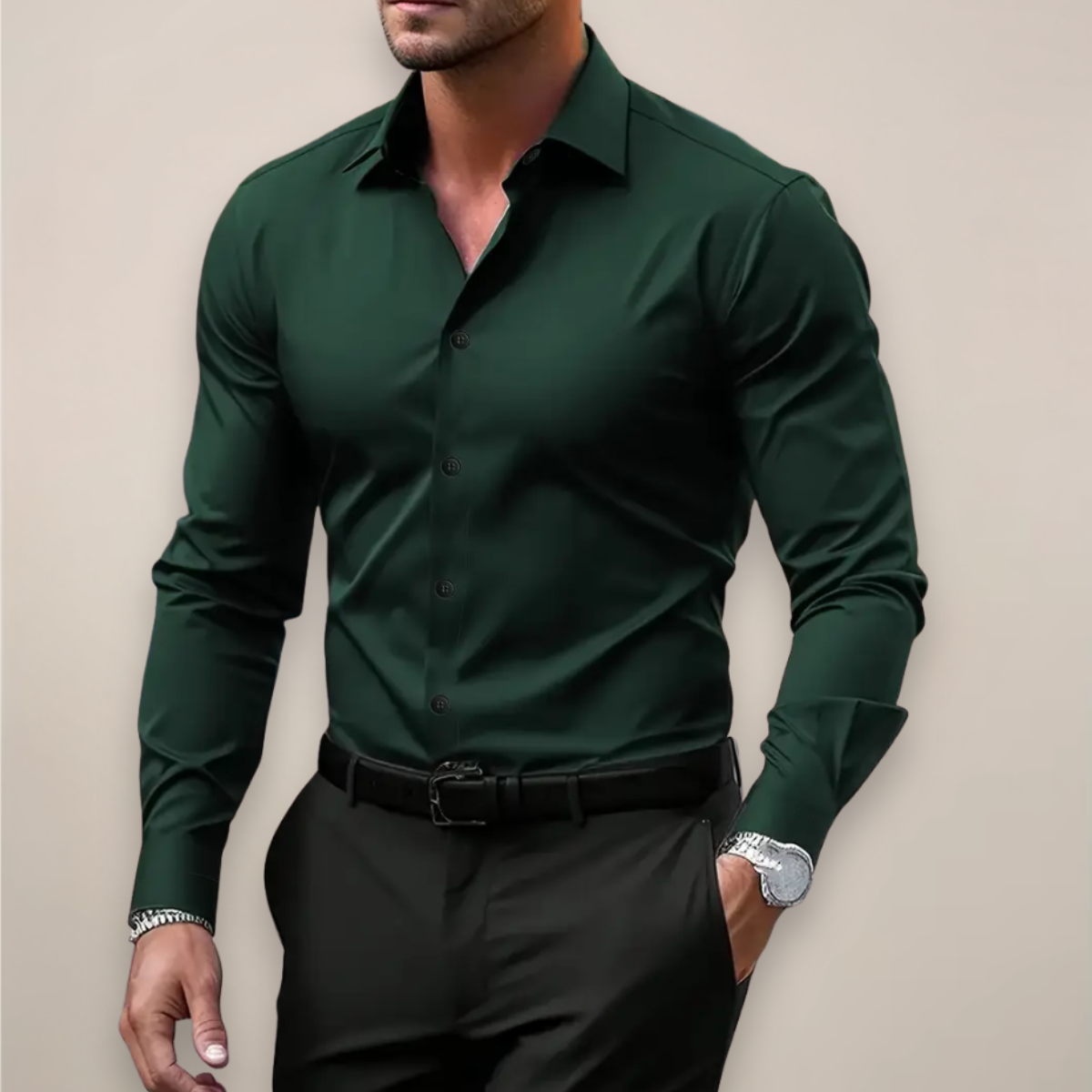 Men's Slim Fit Long Sleeve Shirt - image 3
