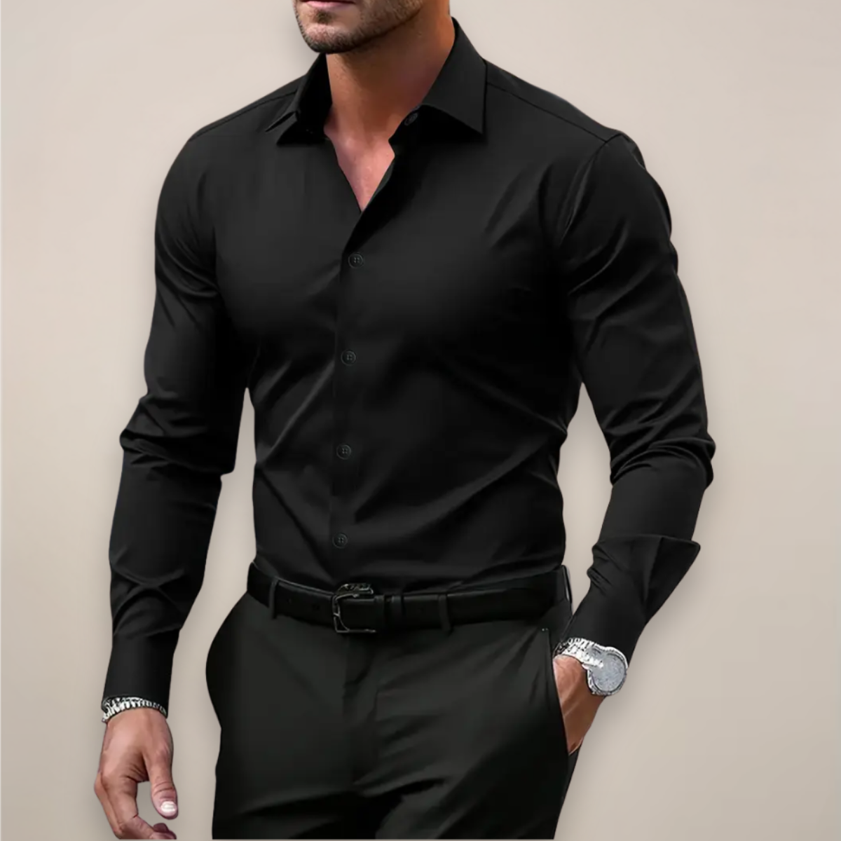 Men's Slim Fit Long Sleeve Shirt - image 6