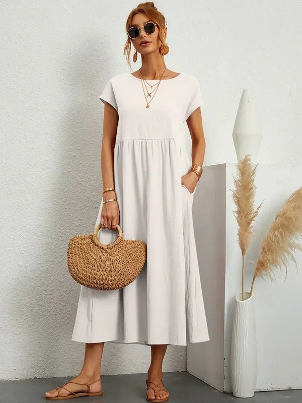 Xenia - Classic Pleated Midi Dress