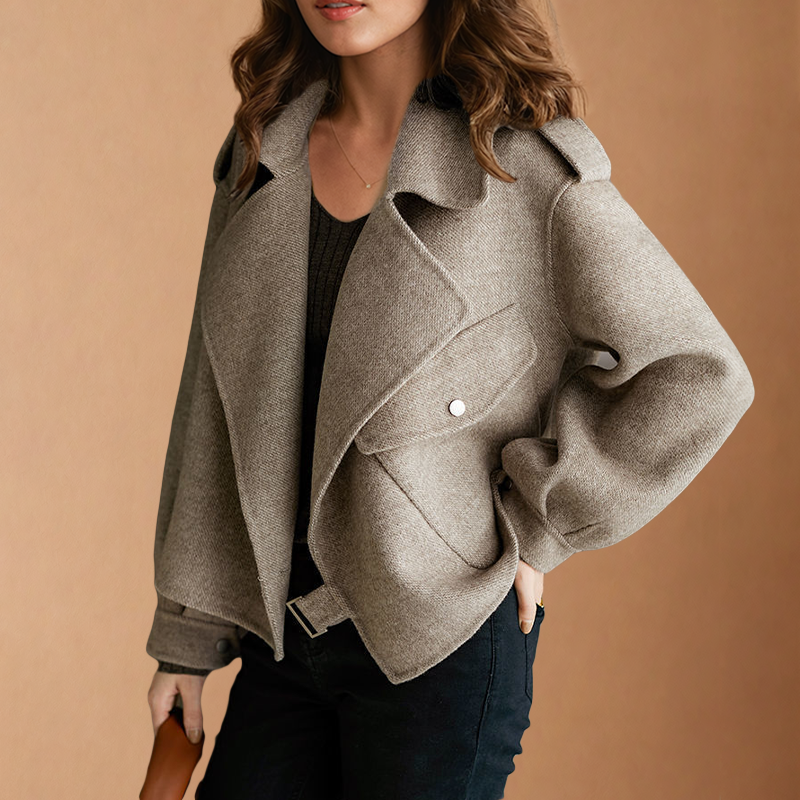 Women's Wool Look Jacket in Khaki - image 2