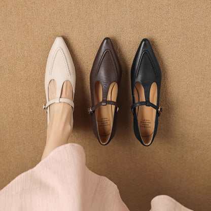 Eliza | Pointed T-Strap Heels