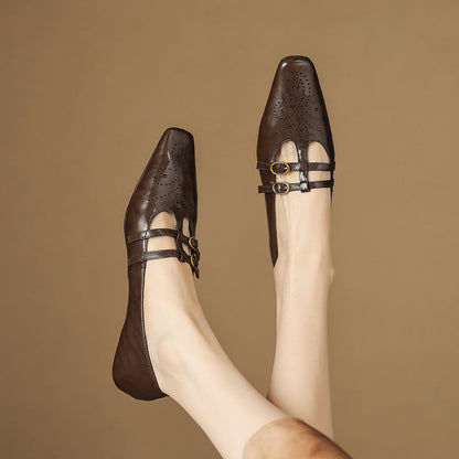 Etta | Brogued Double-Strap Mules
