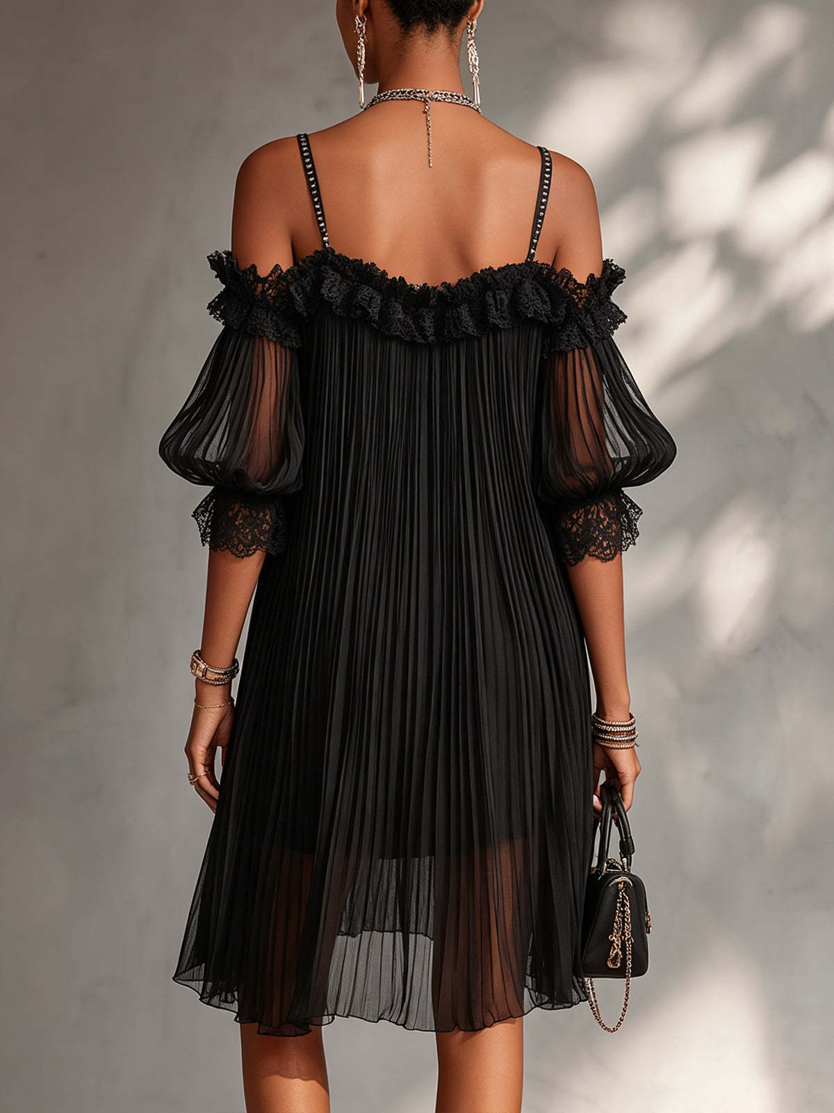 Aurore | Long Chiffon Dress with V-Neck