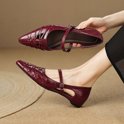 Margery | Pointed Strap Mary Jane Flats