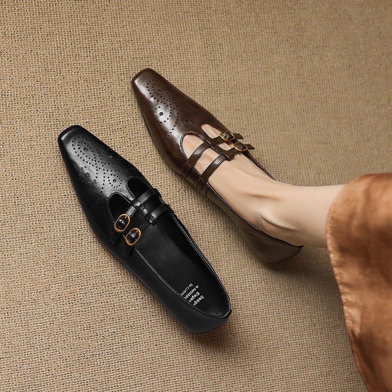 Etta | Brogued Double-Strap Mules