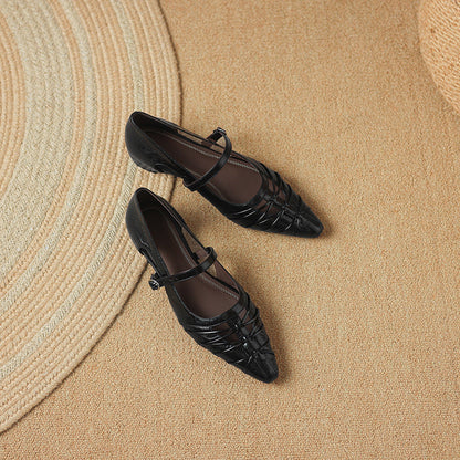 Margery | Pointed Strap Mary Jane Flats
