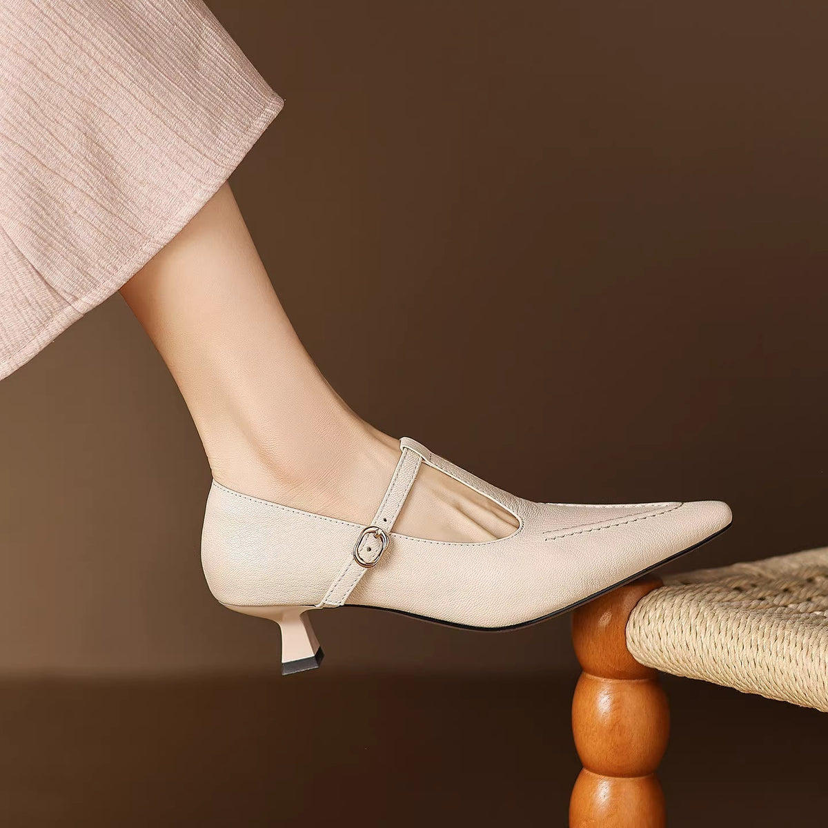 Eliza | Pointed T-Strap Heels