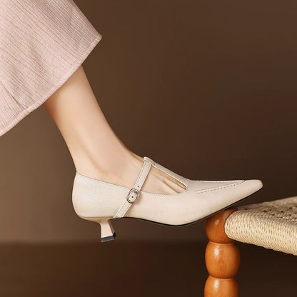 Eliza | Pointed T-Strap Heels