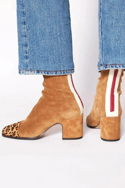 Women's Square Toe Ankle Boots with Block Heel - image 5