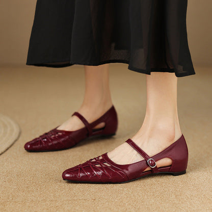 Margery | Pointed Strap Mary Jane Flats