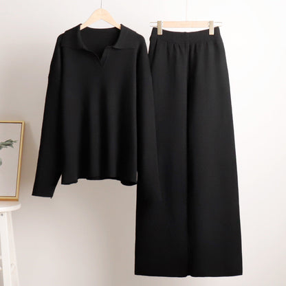 Women's Wide Leg Trousers and Polo Collar Jumper Set - image 6