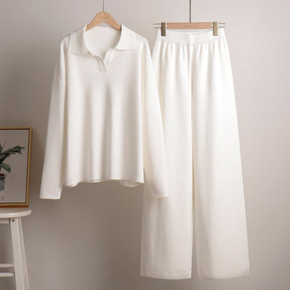 Women's Wide Leg Trousers and Polo Collar Jumper Set - image 4