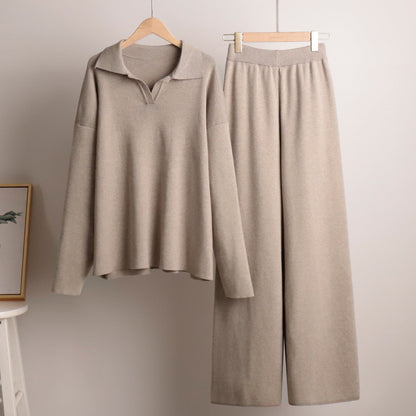 Women's Wide Leg Trousers and Polo Collar Jumper Set - image 5