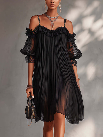 Aurore | Long Chiffon Dress with V-Neck