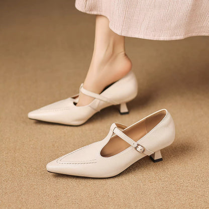 Eliza | Pointed T-Strap Heels
