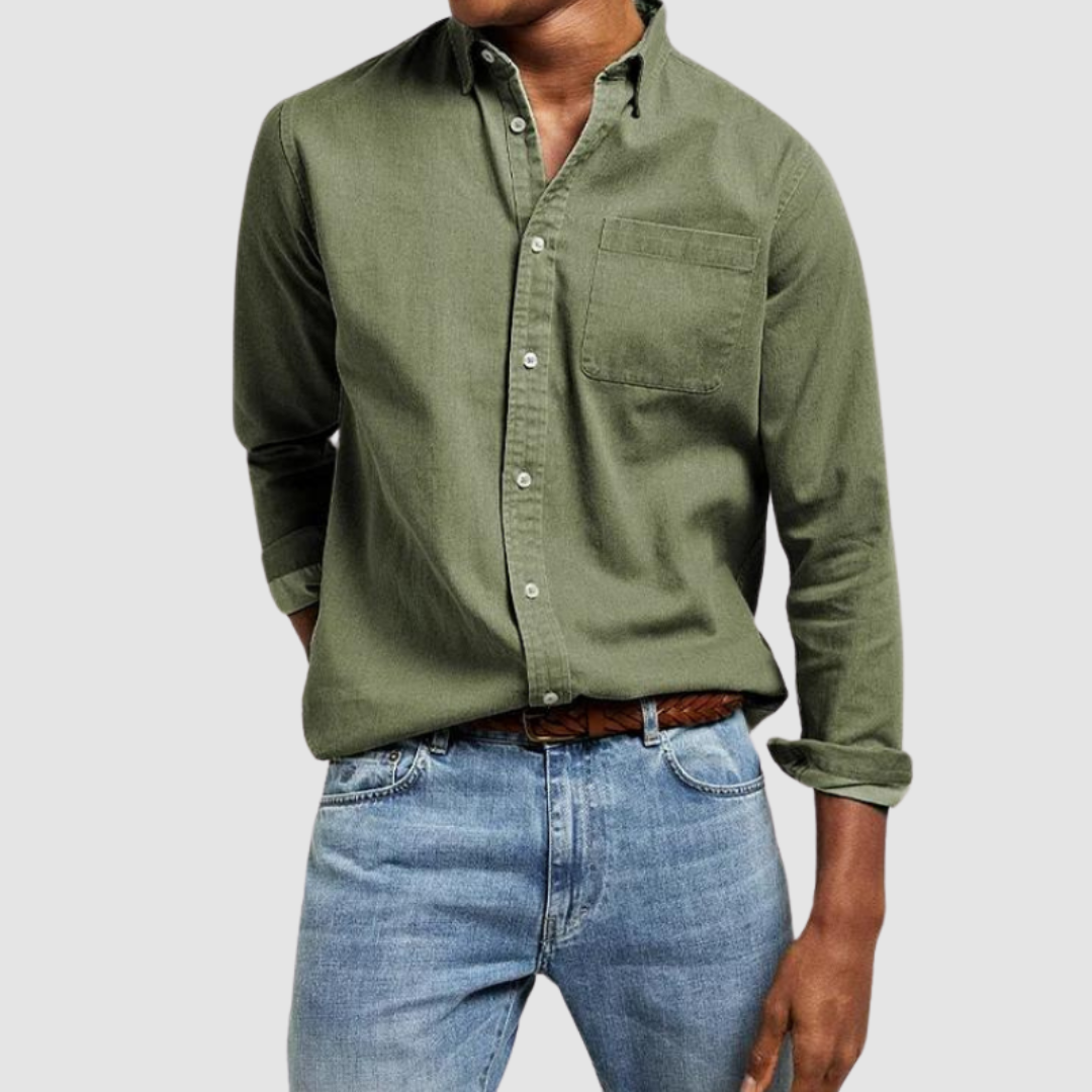 Men's Classic Button-Up Shirt with Chest Pocket - image 1