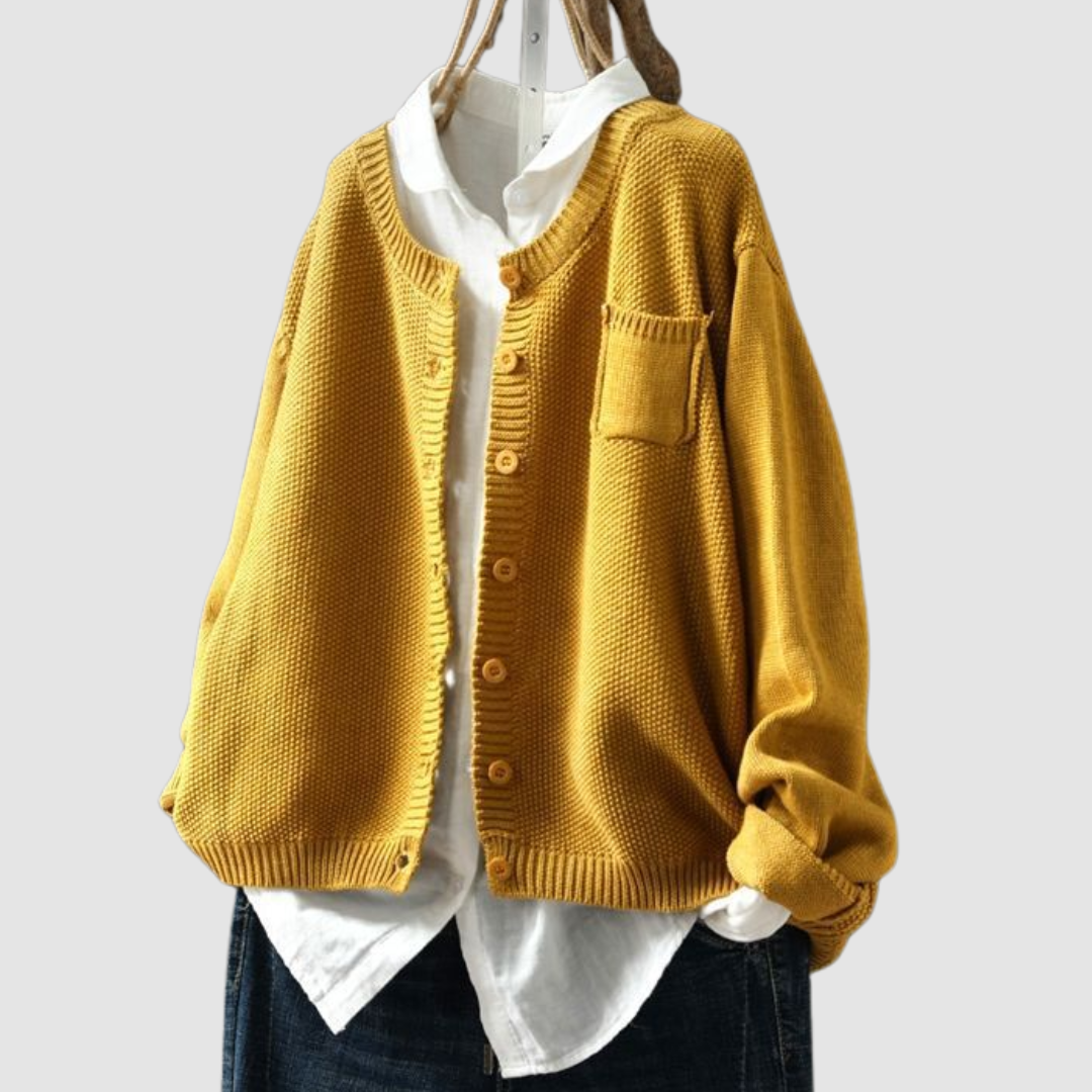 Women's Button-Up Knit Cardigan with Chest Pocket - image 2
