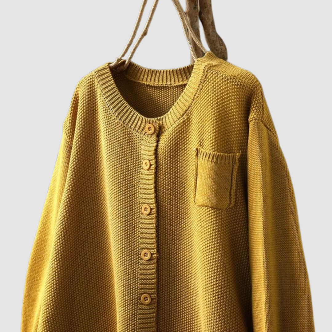 Women's Button-Up Knit Cardigan with Chest Pocket - image 3