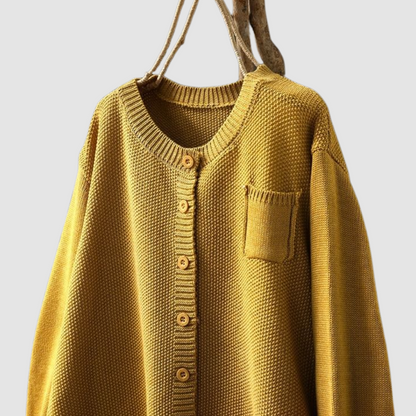 Women's Button-Up Knit Cardigan with Chest Pocket - image 3