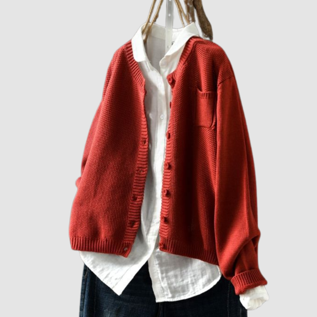Women's Button-Up Knit Cardigan with Chest Pocket - image 6