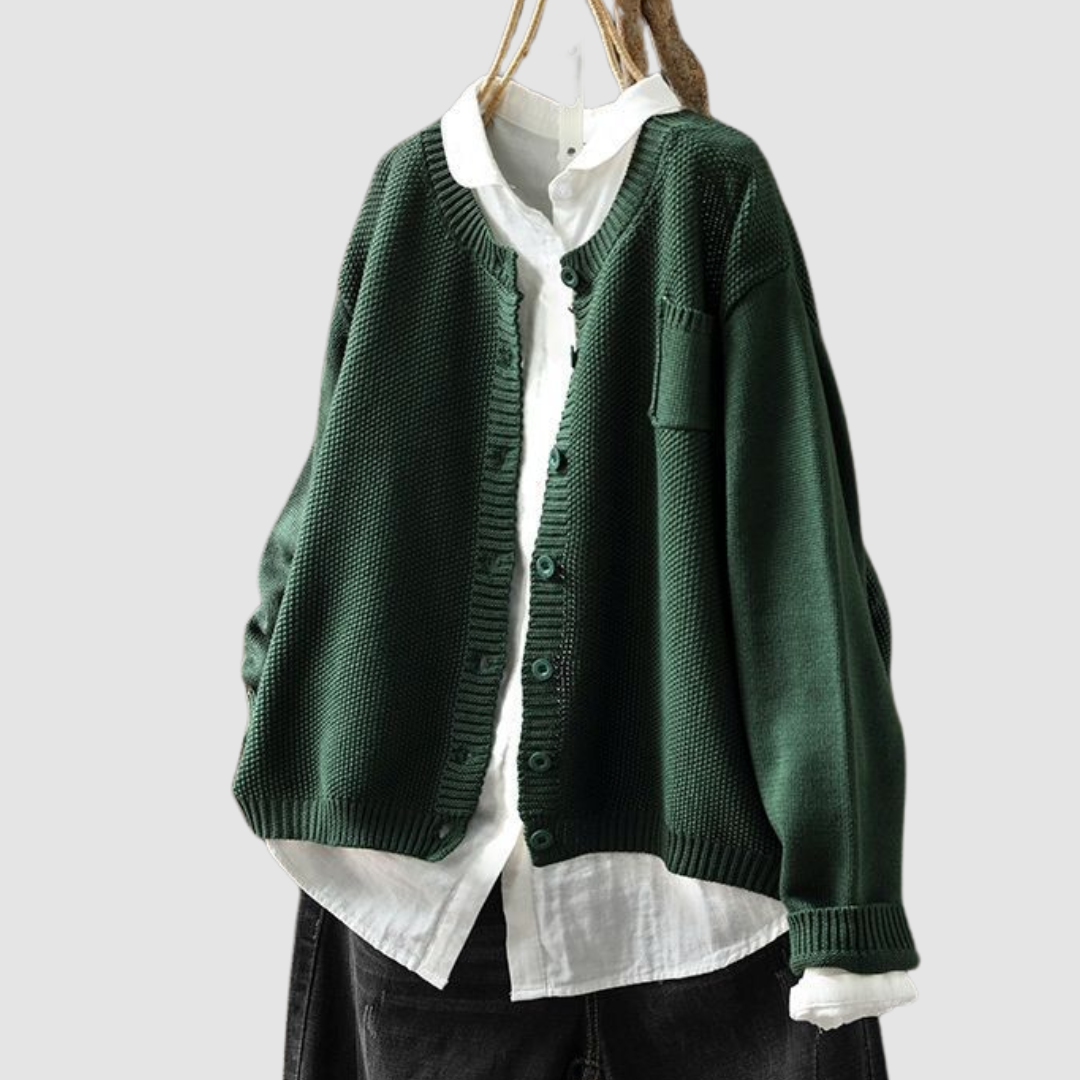 Women's Button-Up Knit Cardigan with Chest Pocket - image 9
