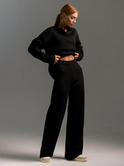 Women's Wide Leg Trousers and Polo Collar Jumper Set - image 12