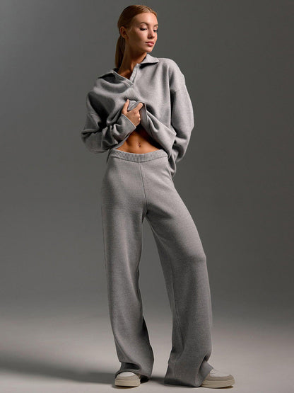 Women's Wide Leg Trousers and Polo Collar Jumper Set - image 13