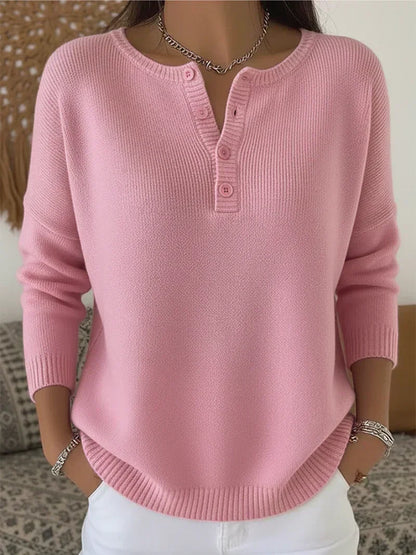 Helena | Henley Button Knit Jumper