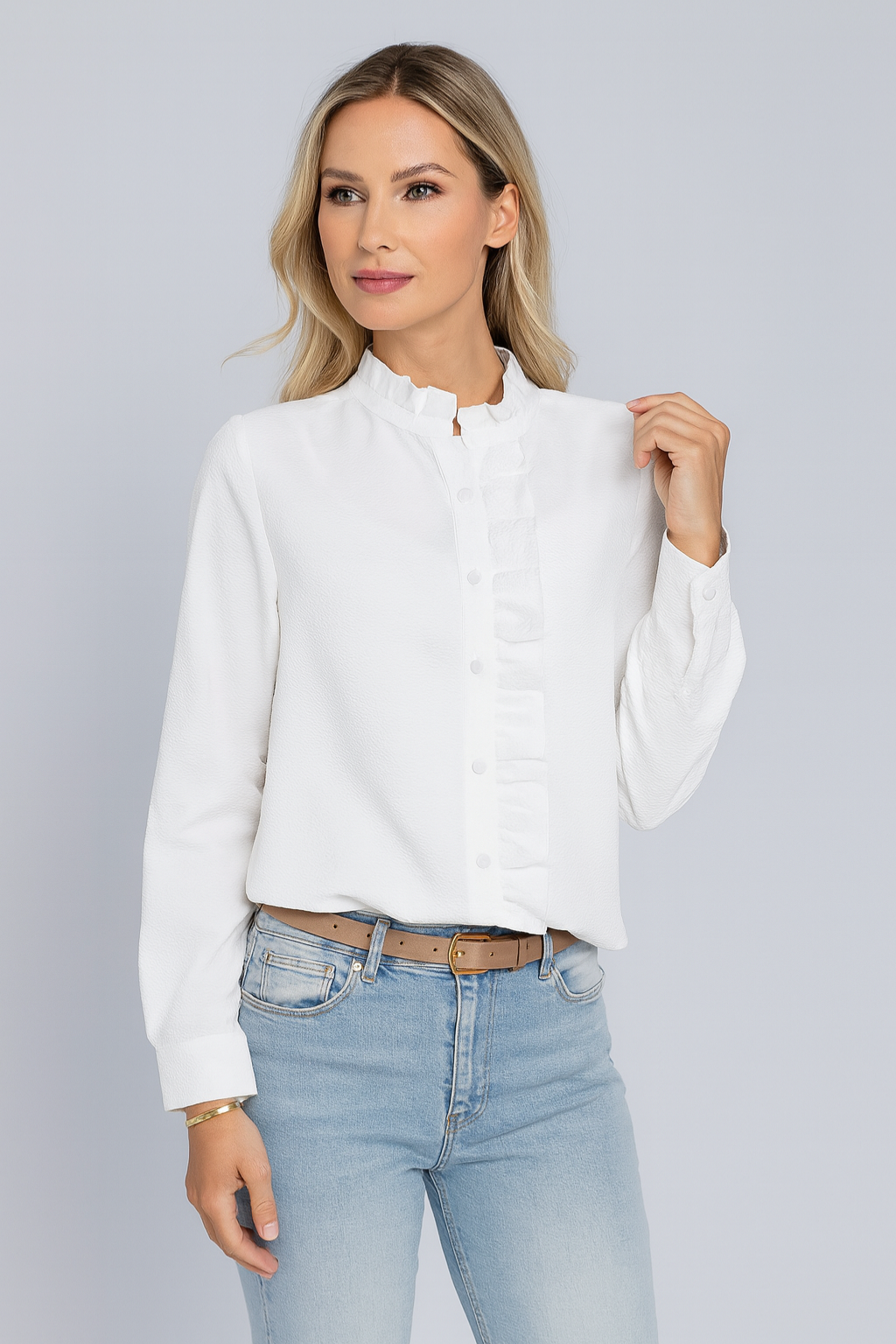 Women's blouse – ruffled collar, elegant & timeless
