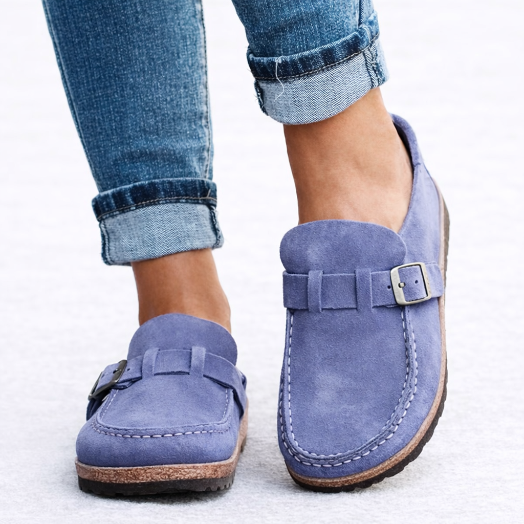 Women's Suede Look Slip-On Loafers with Buckle Detail - image 3