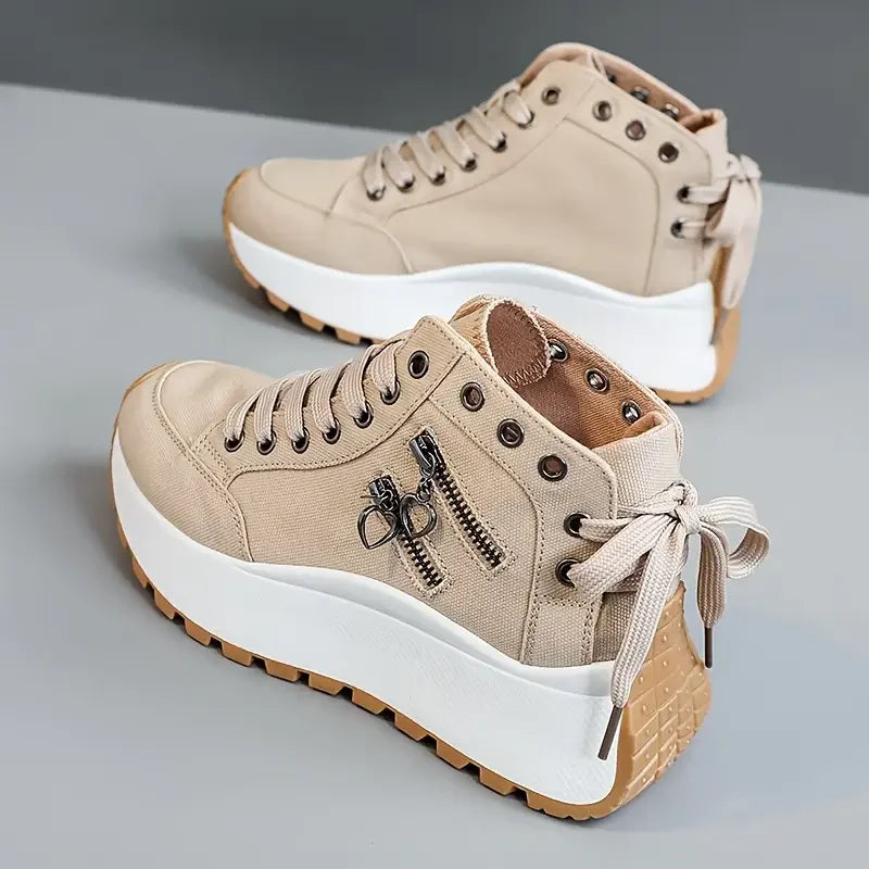 Women's Lace-Up Platform High-Top Trainers - image 1