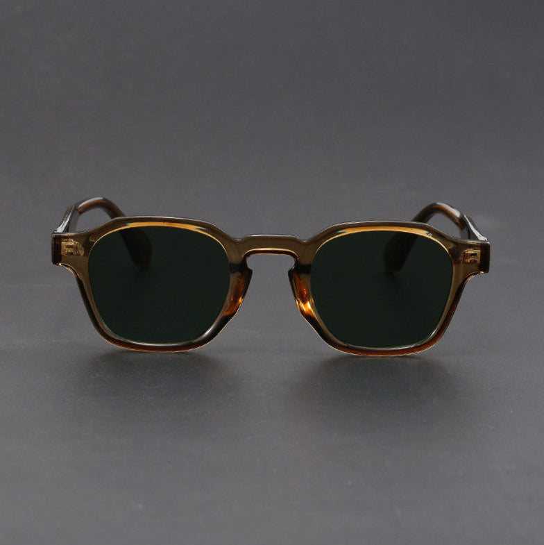 Men's Retro Square Frame Sunglasses with Thick Frames and Metal Hinges - image 3