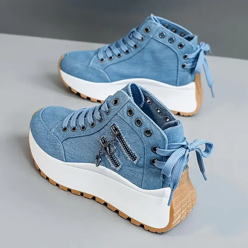 Women's Lace-Up Platform High-Top Trainers - image 2