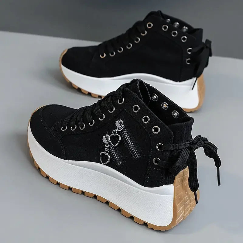 Women's Lace-Up Platform High-Top Trainers - image 3